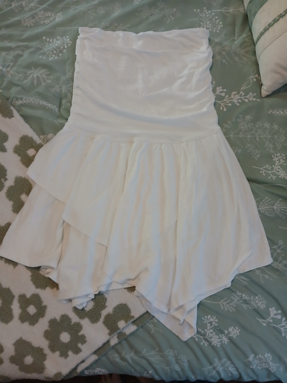 aerie White Strapless Layered Dress